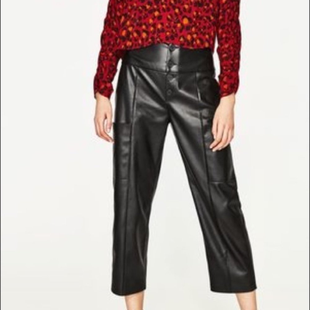 Zara cropped faux leather pants